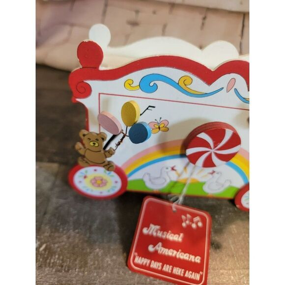 Musical Americana happy days are here again wooden music box teddy bear goose - Picture 2 of 6